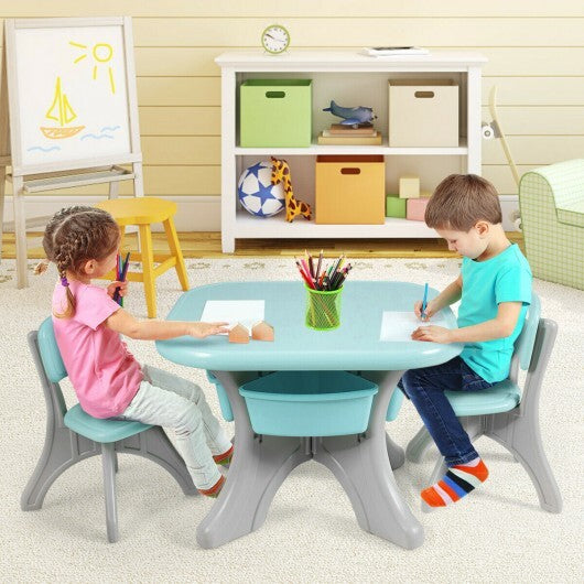 Children Kids Activity Table & Chair Set Play Furniture W/Storage-Blue - Color: Blue - Minihomy