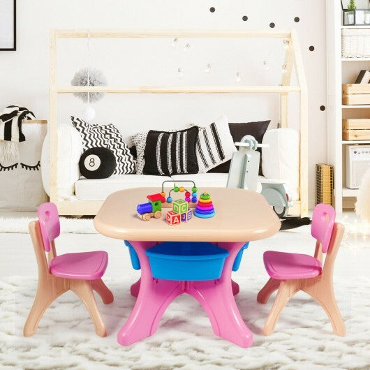 In/Outdoor 3-Piece Plastic Children Play Table & Chair Set - Color: Multicolor - Minihomy