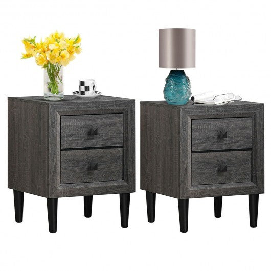 2PCS Nightstand W/2 Drawer Multipurpose - Minihomy