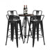 30 Inch Set of 4 Metal Counter Height Barstools with Low Back and Rubber Feet-Black - Minihomy