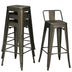 30 Inch Set of 4 Metal Counter Height Barstools with Low Back and Rubber Feet-Black - Minihomy