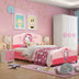 Kids Children Upholstered Platform Toddler Girl Pattern Bed - Minihomy