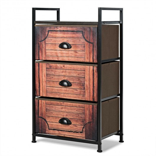 Industrial 3-Layers Fabric Dresser with Fabric Drawers and Steel Frame - Minihomy