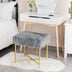 Faux Fur Ottoman Decorative Stool with Metal Legs - Minihomy