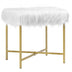 Faux Fur Ottoman Decorative Stool with Metal Legs - Minihomy