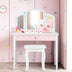 Kids Princess Make Up Dressing Table with Tri-folding Mirror and Chair-White - Color: White - Minihomy