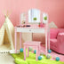 Kids Princess Make Up Dressing Table with Tri-folding Mirror and Chair-Pink - Minihomy