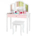 Kids Princess Make Up Dressing Table with Tri-folding Mirror and Chair-Pink - Minihomy