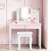 Kids Princess Make Up Dressing Table with Tri-folding Mirror and Chair-Pink - Minihomy