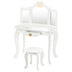 Kids Makeup Dressing Table with Tri-folding Mirror and Stool-White - Color: White - Minihomy