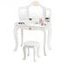 Kids Makeup Dressing Table with Tri-folding Mirror and Stool-Pink - Minihomy