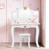 Kids Makeup Dressing Table with Tri-folding Mirror and Stool-Pink - Minihomy