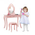 Kids Princess Makeup Dressing Play Table Set with Mirror -Pink - Color: Pink - Minihomy