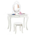 Kids Princess Makeup Dressing Play Table Set with Mirror -White - Color: White - Minihomy