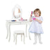 Kids Princess Makeup Dressing Play Table Set with Mirror -White - Color: White - Minihomy