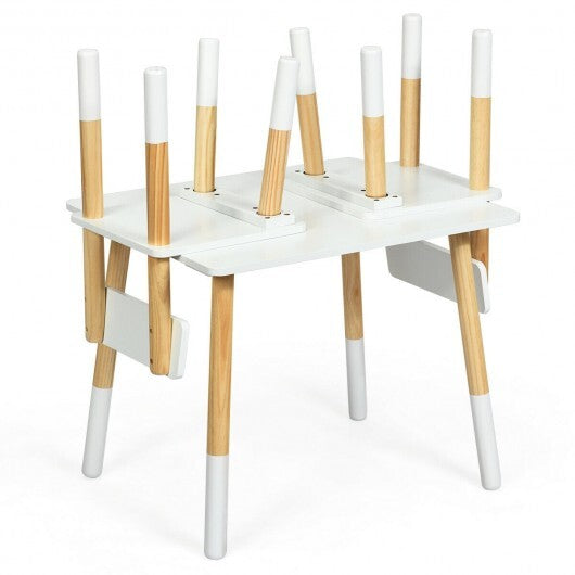 Kids Wooden Table and 2 Chairs Set-White - Color: White - Minihomy