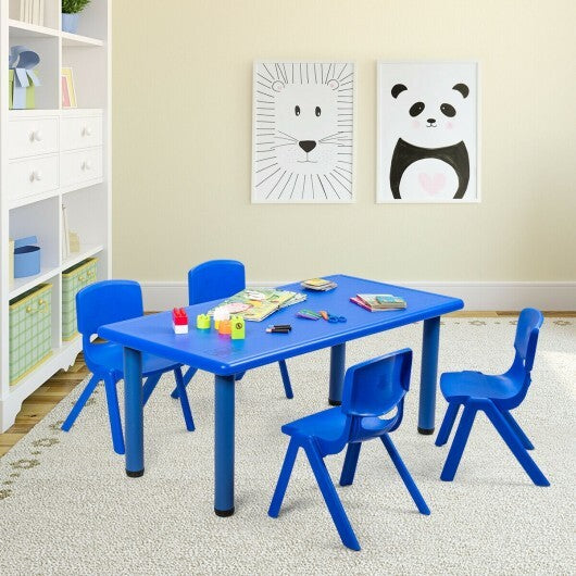 Kids Plastic Rectangular Learn and Play Table-Blue - Color: Blue - Minihomy