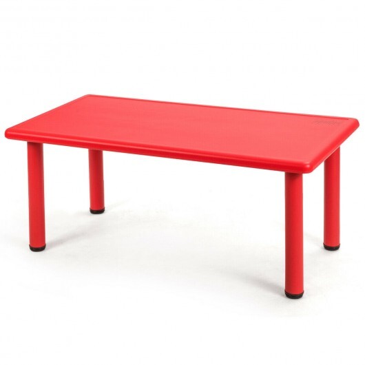 Kids Plastic Rectangular Learn and Play Table-Red - Minihomy