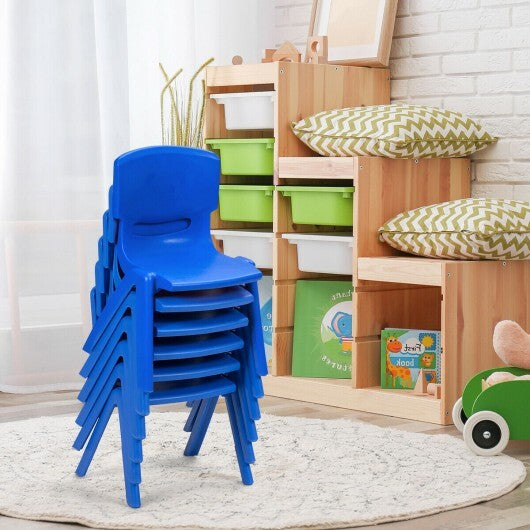 6-pack Kids Plastic Stackable Classroom Chairs-Blue - Color: Blue - Minihomy