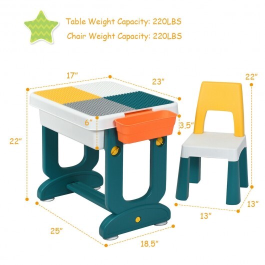 5-in-1 Kids Activity Table Set - Color: White - Minihomy