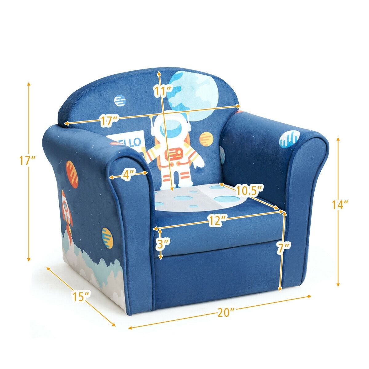 Kids Astronaut Armrest Upholstered Couch - Minihomy