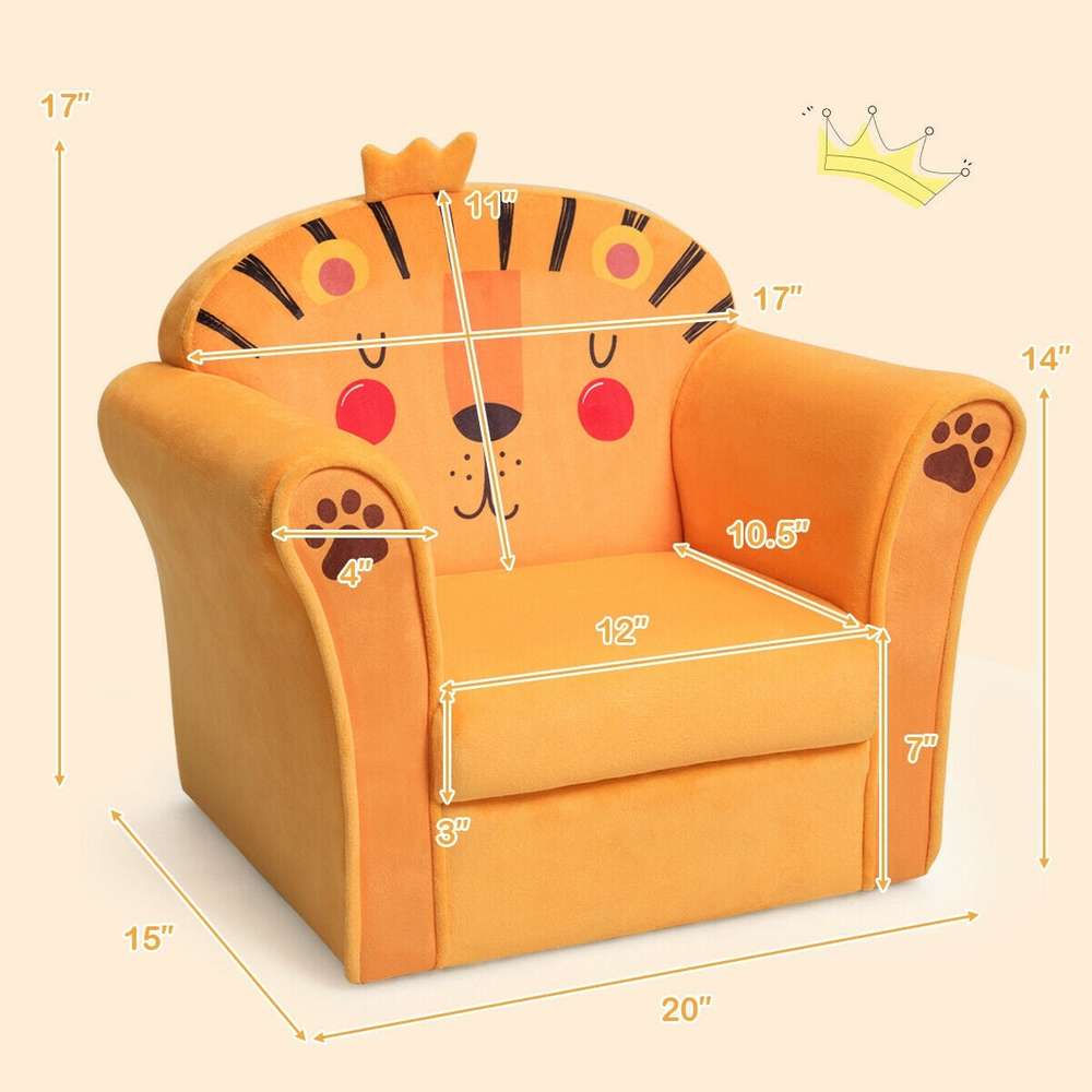 Kids Armrest Lion Upholstered Sofa - Minihomy