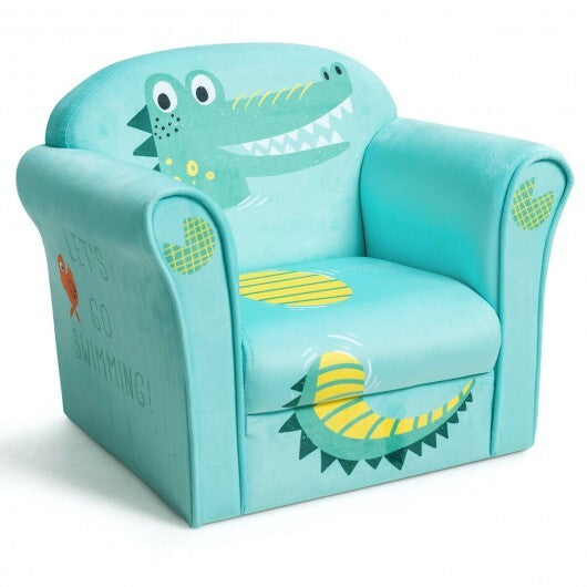 Kids Crocodile Armrest Upholstered Couch - Color: Green - Minihomy