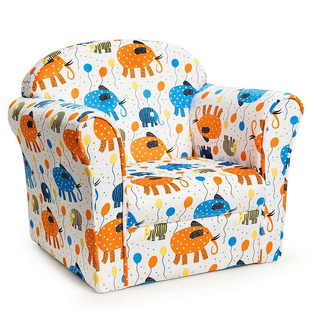 Kids Elephant Upholstered Sofa with Armrest - Color: Multicolor - Minihomy