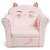 Kids Upholstered Cat Armrest Couch Sofa with Linen Fabric - Color: Pink - Minihomy