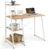 Compact Computer Desk Workstation with 4 Tier Shelves for Home and Office-Natural - Color: Natural - Minihomy