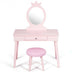 Kids Vanity Makeup Table and Chair Set Make Up Stool - Color: Pink - Minihomy