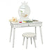 Kids Vanity Makeup Table & Chair Set Make Up Stool-White - Color: White - Minihomy