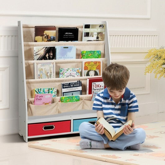 Kids Book and Toys Organizer Shelves-Coffee - Minihomy