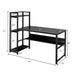 59-Inch Computer Desk Home Office Workstation 4-Tier Storage Shelves-Black - Color: Black - Minihomy