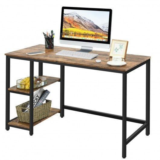 47"/55" Computer Desk Office Study Table Workstation Home with Adjustable Shelf Coffee-M - Color: Walnut - Size: M - Minihomy