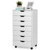 7-Drawer Chest Storage Dresser Floor Cabinet Organizer with Wheels-White - Minihomy