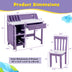 Kids Wooden Writing Furniture Set with Drawer and Storage Cabinet-Purple - Color: Purple - Minihomy