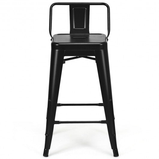 24" Set of 4 Cafe Side Chairs with Rubber Feet and Removable Back-Black - Minihomy