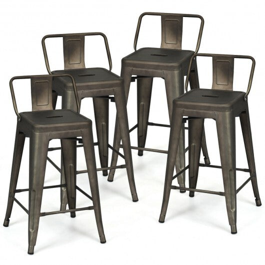 24" Set of 4 Cafe Side Chairs with Rubber Feet and Removable Back-Black - Minihomy