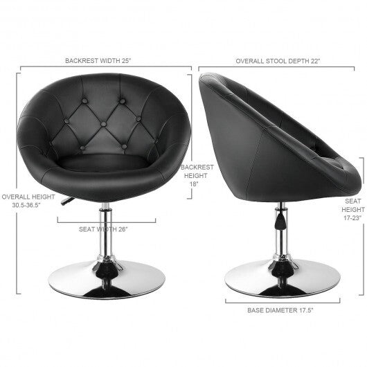 1 Piece Modern Adjustable Swivel Round PU Leather Chair-Black - Color: Black - Minihomy