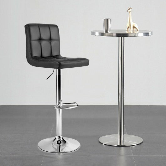 Adjustable Swivel Bar Stool with PU Leather-Black - Color: Black - Minihomy