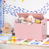 Kids Toy Wooden Flip-top Storage Box Chest Bench with Cushion Hinge-Pink - Color: Pink - Minihomy