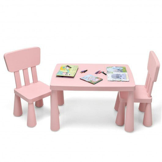 3 Pieces Toddler Multi Activity Play Dining Study Kids Table and Chair Set-Pink - Color: Pink - Minihomy