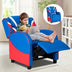 Kids Leather Recliner Chair with Side Pockets-Blue - Color: Blue - Minihomy