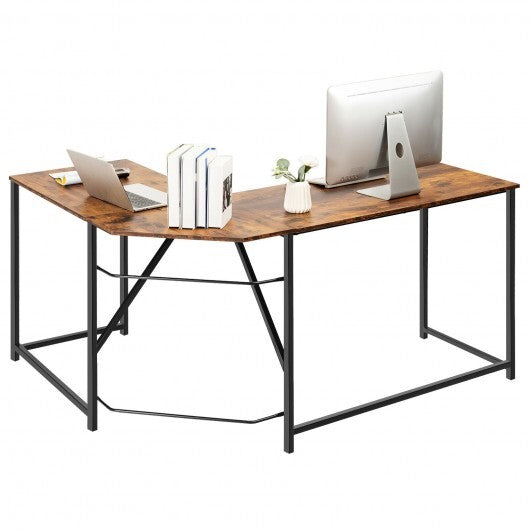 L Shaped Corner Home Office Computer Desk Home-Rustic Brown - Color: Rustic Brown - Minihomy