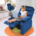 Kids PU Leather/Velvet Fabric Kids Recliner Chair with Cup Holders-Light Blue - Color: Light Blue - Minihomy