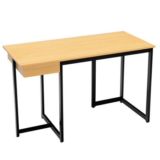 48" Computer Desk with Metal Frame and Adjustable Pads-Natural - Color: Natural - Minihomy