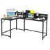 5.5 Inch L-shaped Computer Desk with Bookshelf-Black - Color: Black - Minihomy