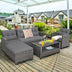 4 Pieces Patio Rattan Furniture Set with Cushion and Table Shelf-Gray - Color: Gray - Minihomy