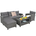 4 Pieces Patio Rattan Furniture Set with Cushion and Table Shelf-Gray - Color: Gray - Minihomy